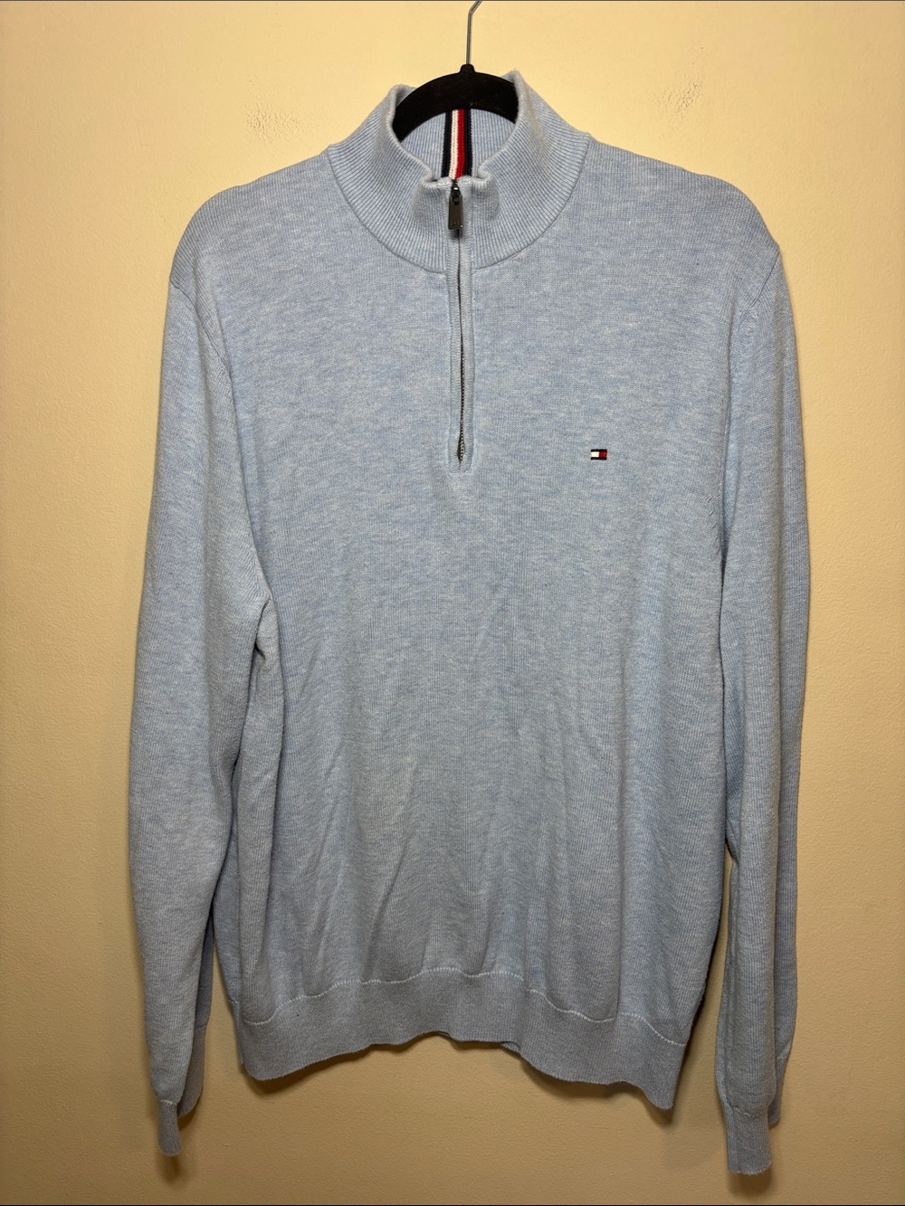 Tommy Hilfiger Men's Pale Blue Half-Zip Sweater